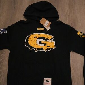 Mitchell Ness Packers Lil Wayne Carter VI Hoodie Black Green Yellow Size Medium